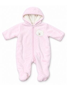 Absorba Light Pink Fleece Zip Up Hooded Snowsuit Baby Coat Baby Girls Size 3M